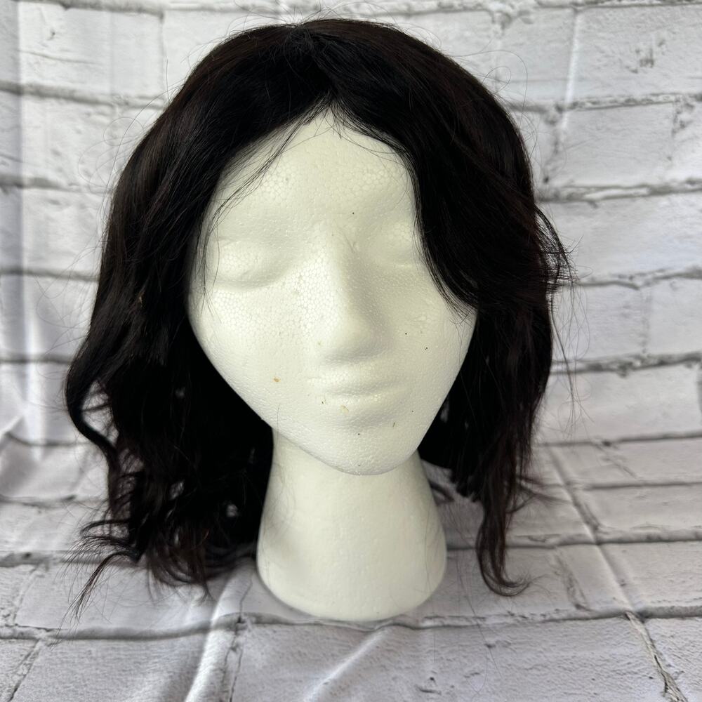 New Natural Wave Wigs with Bangs 100% Brazilian Human Hair Natural Black 14 Inch